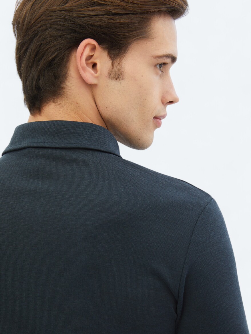 Lacivert Düz Regular Fit Uzun Casual Gömlek - 5