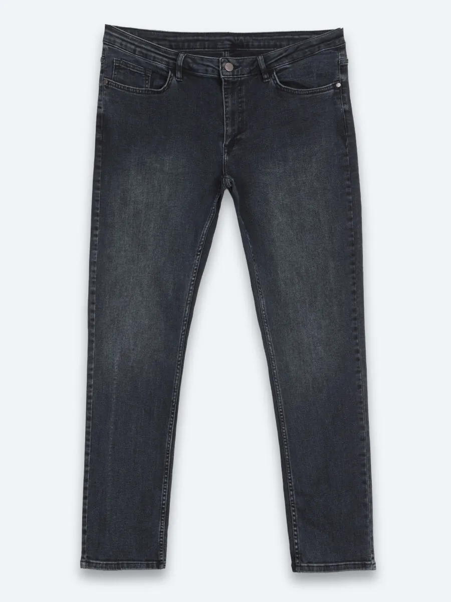 Lacivert Düz Slim Fit Denim Pamuk Karışımlı Pantolon - 7