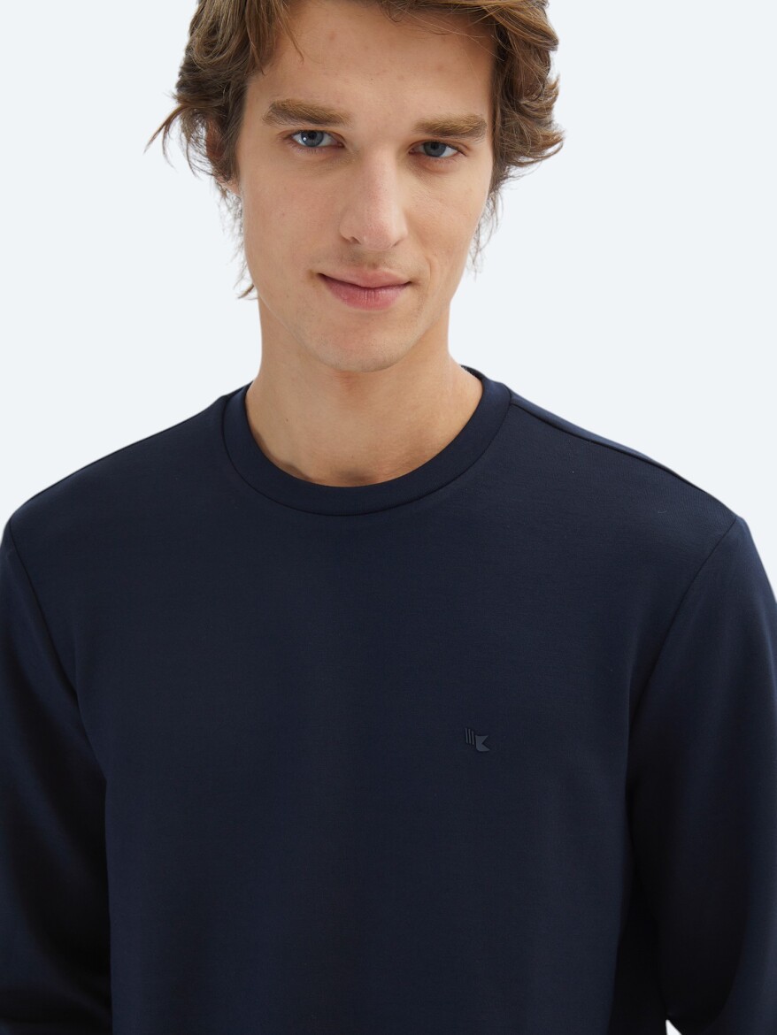 Lacivert Düz Sweatshırt - 3