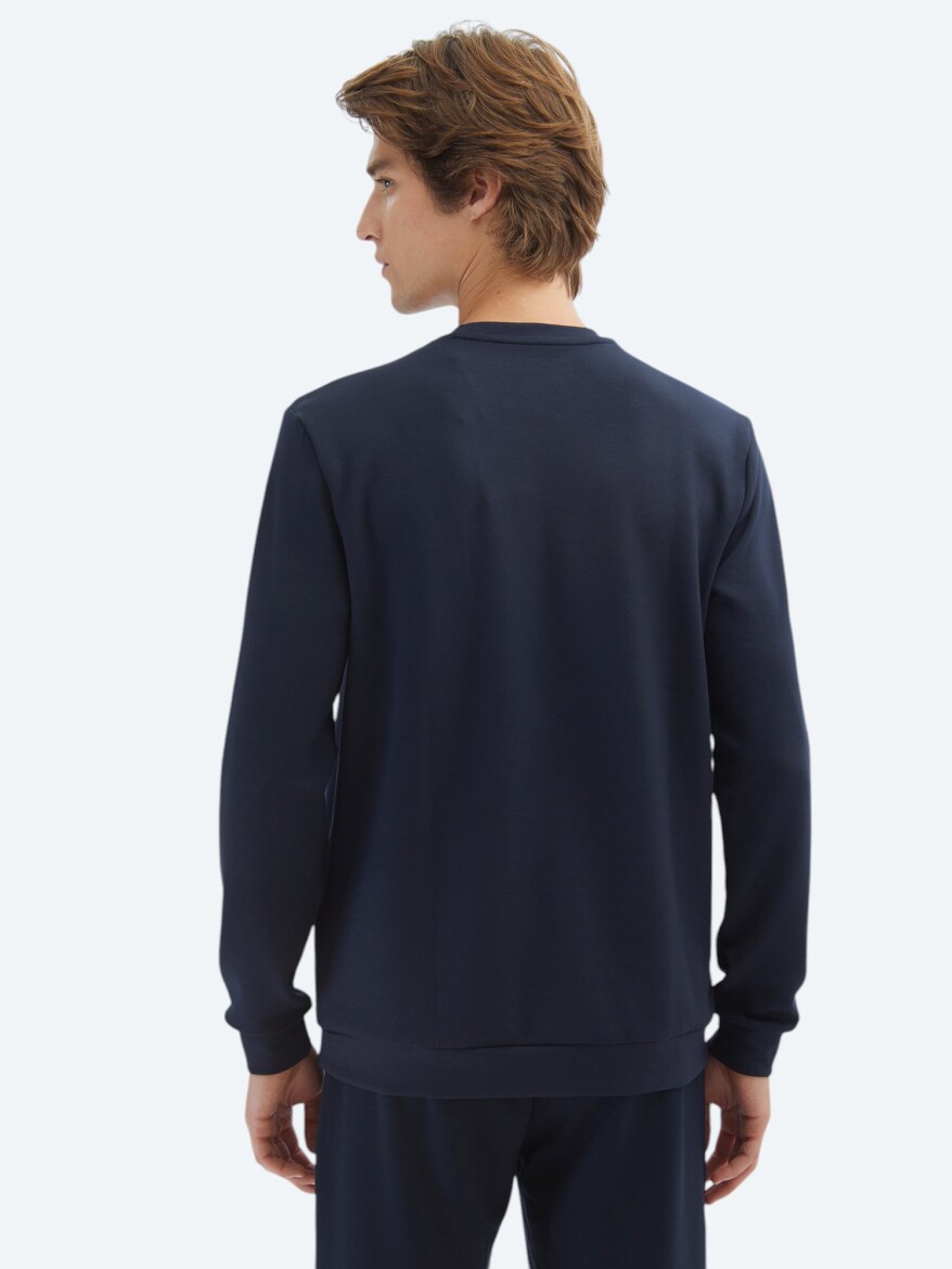 Lacivert Düz Sweatshırt - 5