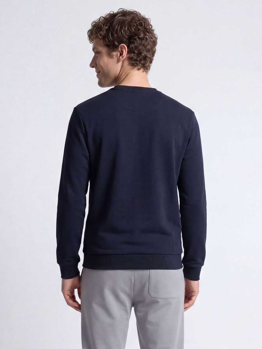 Lacivert Düz Sweatshırt - 5