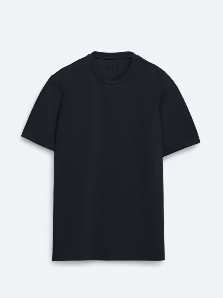 Lacivert Düz T-Shirt - 7