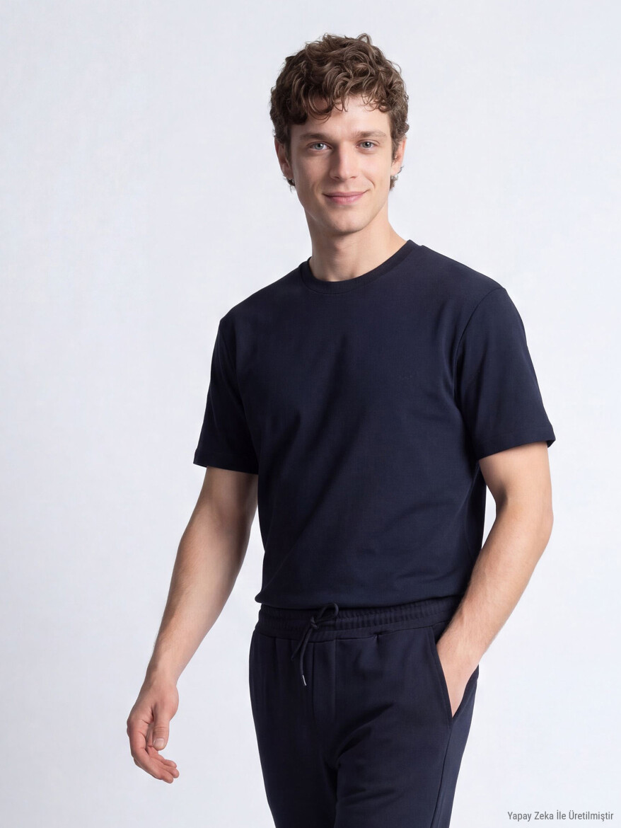 Lacivert Düz T-Shirt 