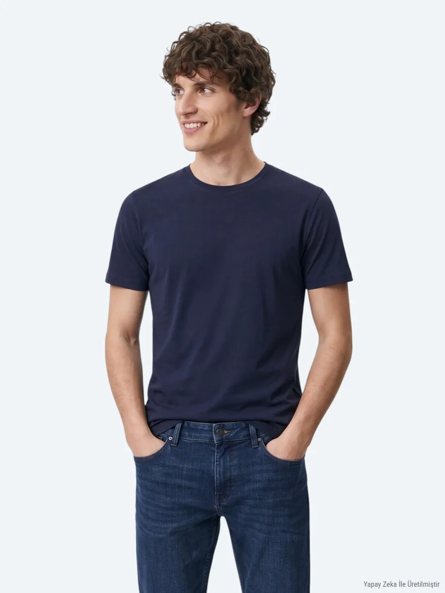 Lacivert Düz T-Shirt 