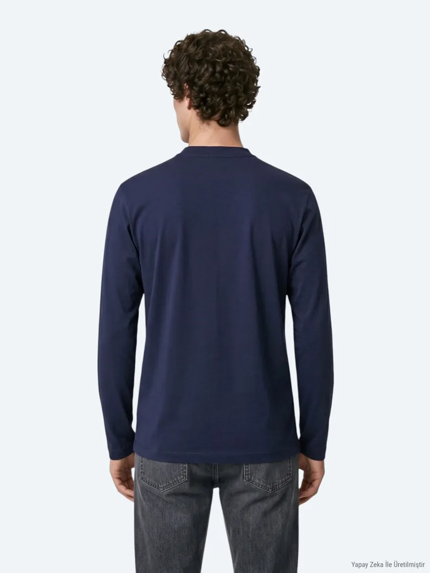 Lacivert Düz T-Shirt - 6