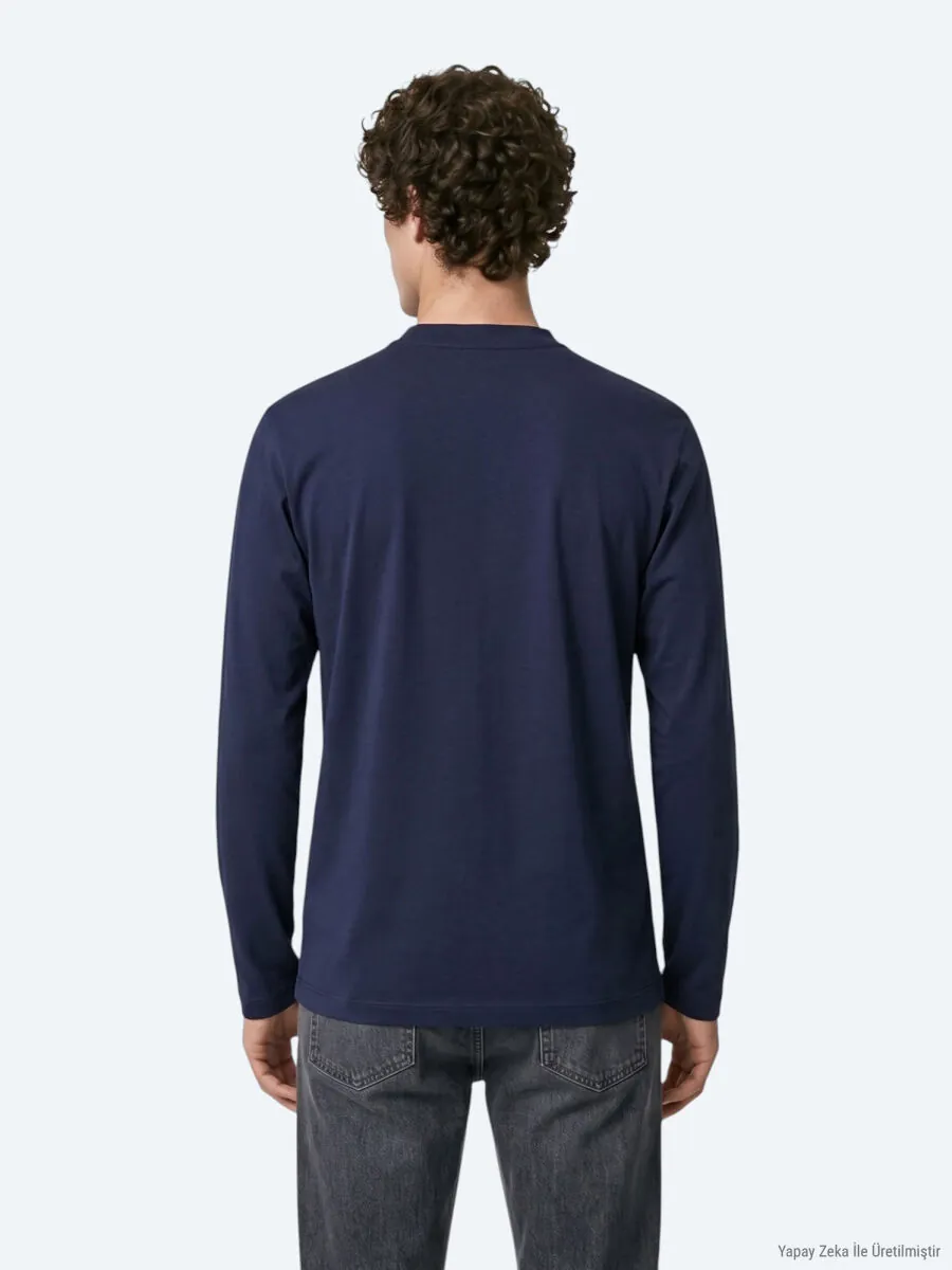 Lacivert Düz T-Shirt - 6