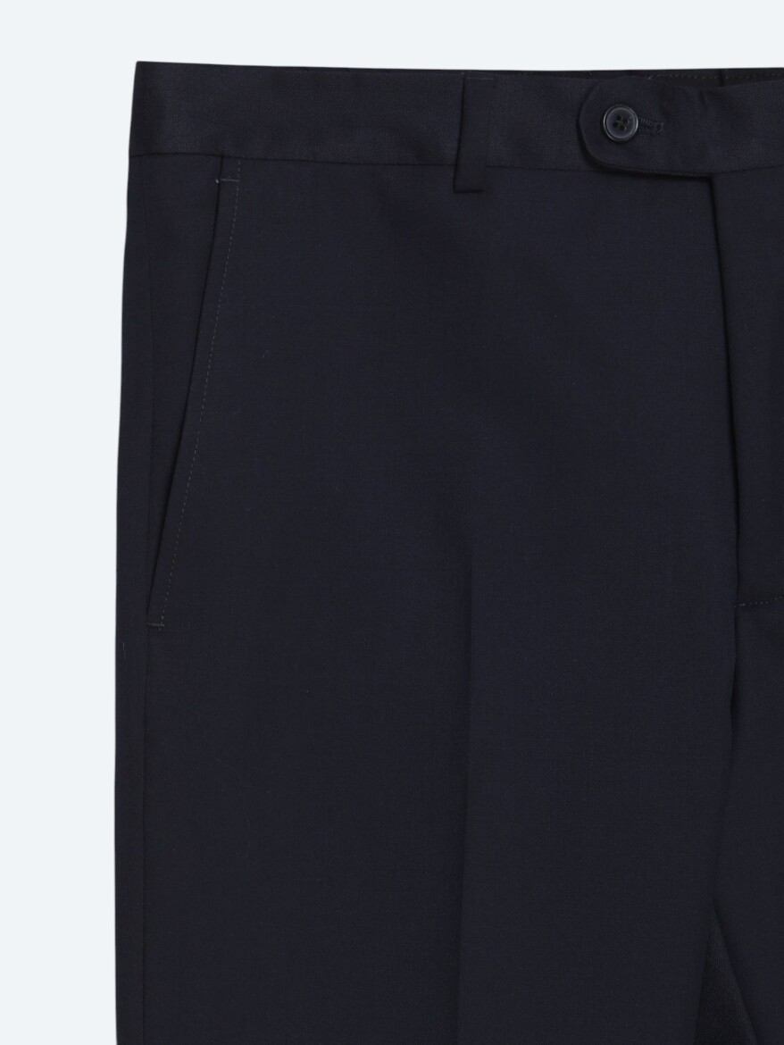 Lacivert Düz Zeroweight Slim Fit Yün Karışımlı Takım Elbise - 10