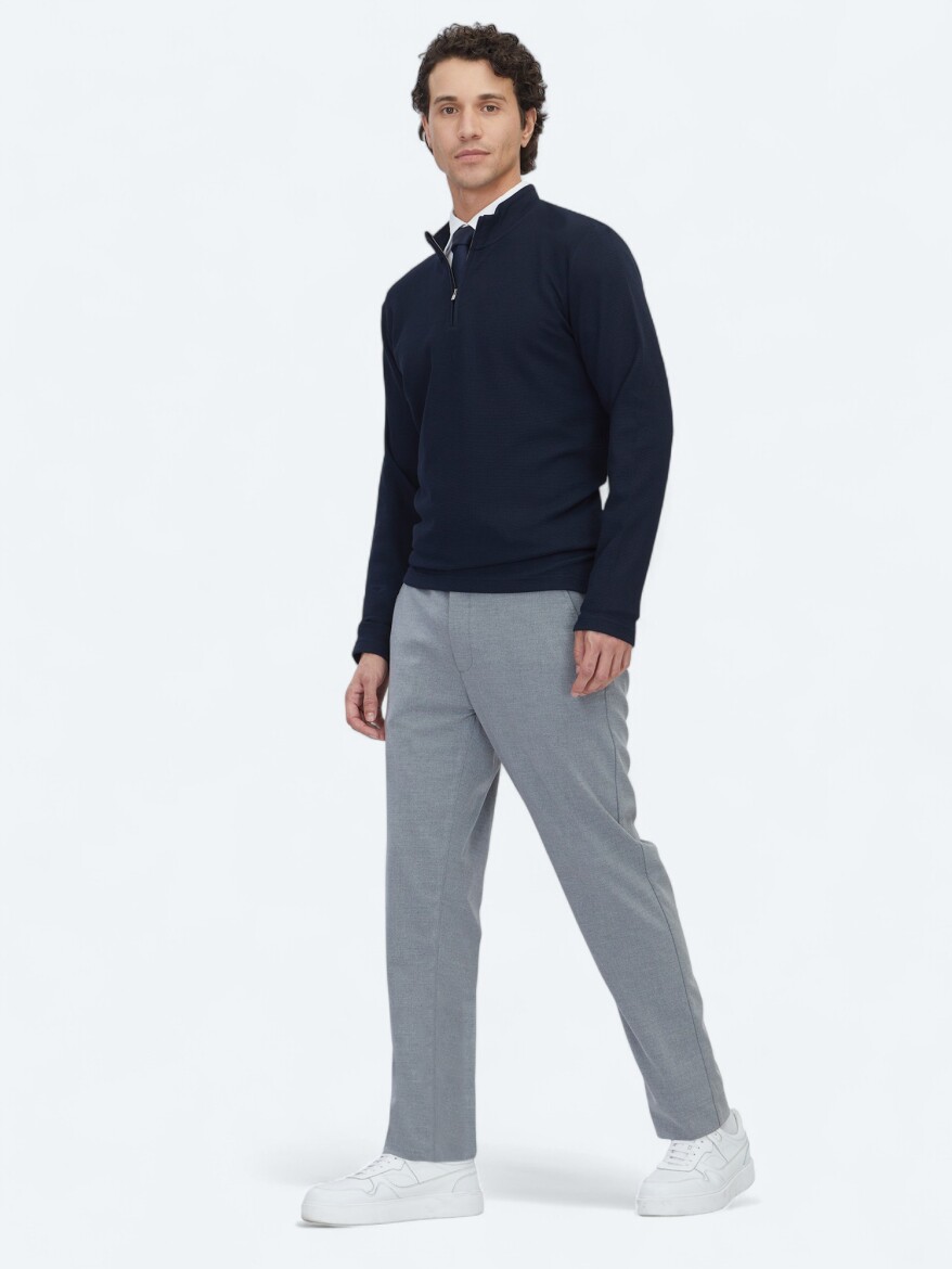 Lacivert Fitilli Bisiklet Yaka T-Shirt - 3