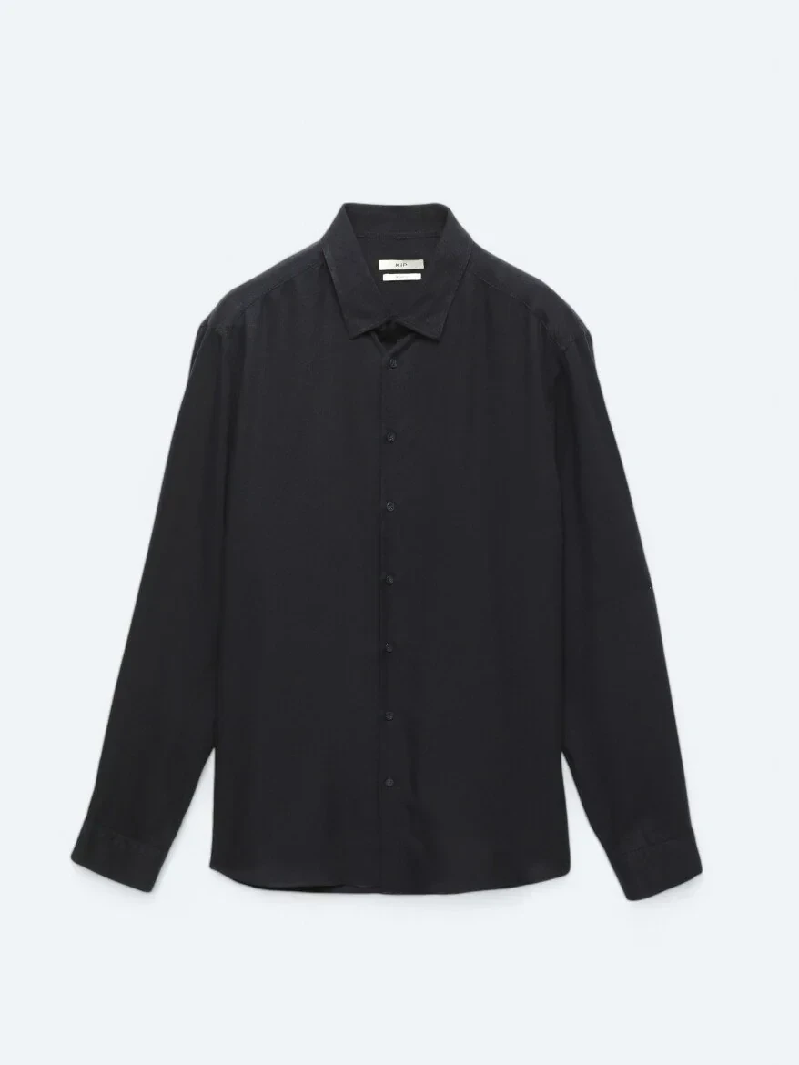 Lacivert Fitilli Regular Fit Dokuma Casual Gömlek - 5
