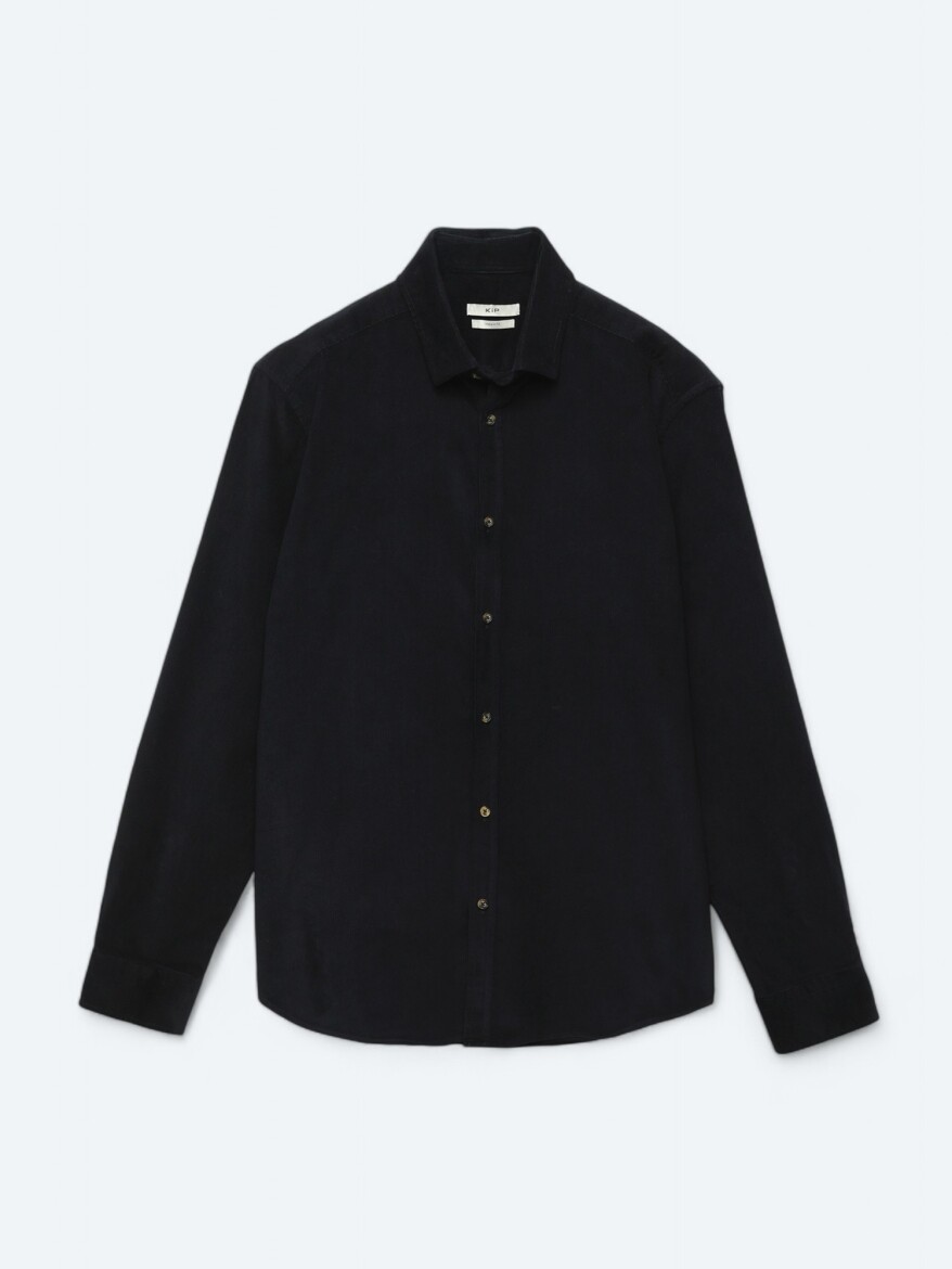 Lacivert Fitilli Regular Fit Dokuma Kadife Casual %100 Pamuk Gömlek - 6