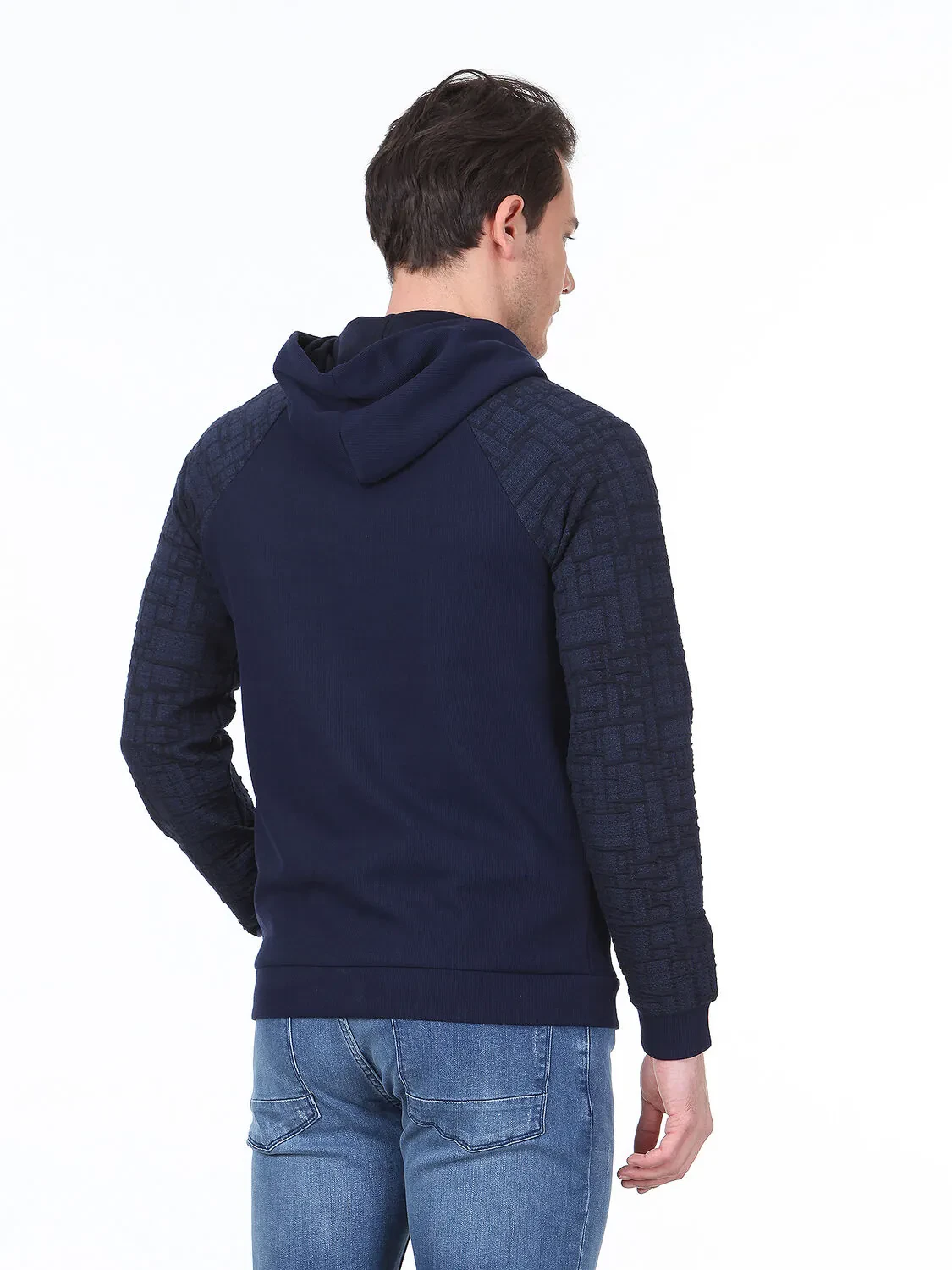 Lacivert Jakarlı Sweatshırt - 4