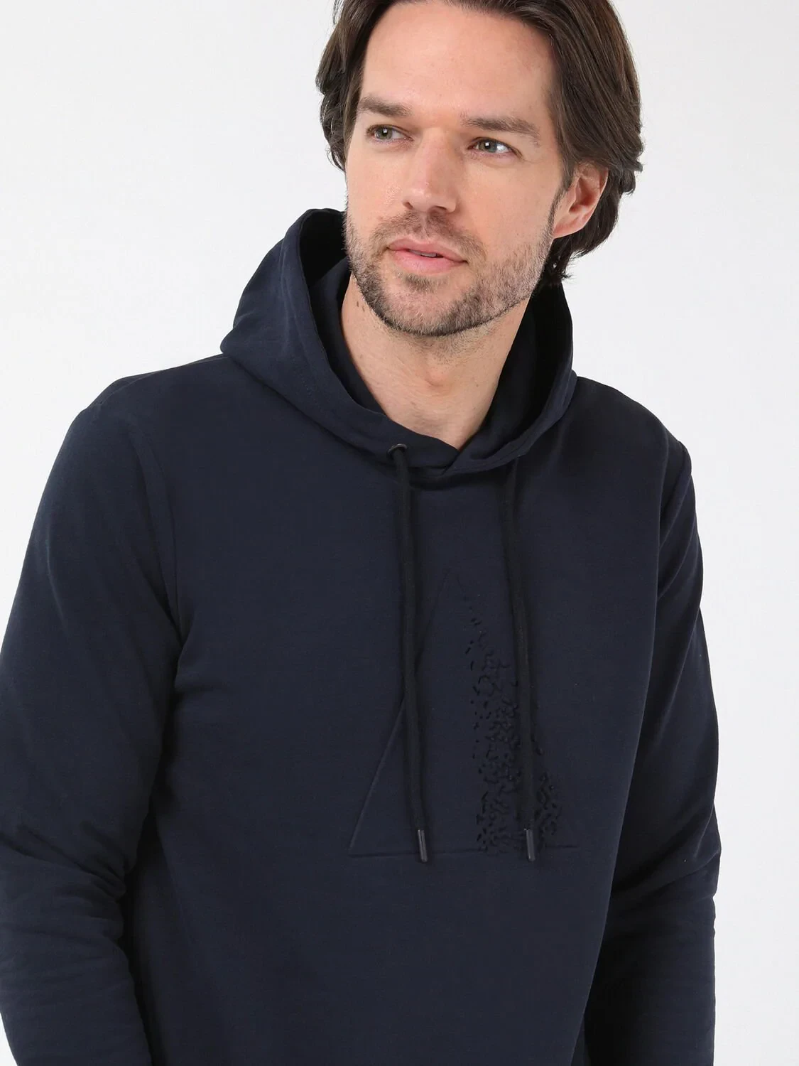 Lacivert Kapüşonlu Baskılı Sweatshırt - 2