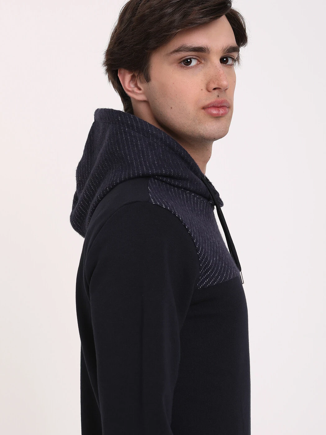 Lacivert Kapüşonlu Desenli Sweatshırt - 3