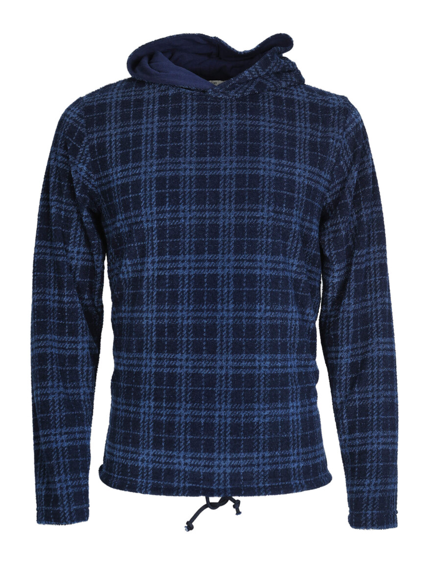 Lacivert Kapüşonlu Jakarlı Sweatshırt - 6