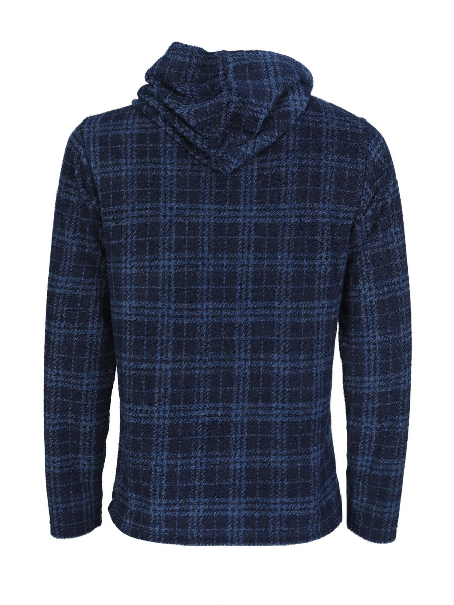 Lacivert Kapüşonlu Jakarlı Sweatshırt - 7