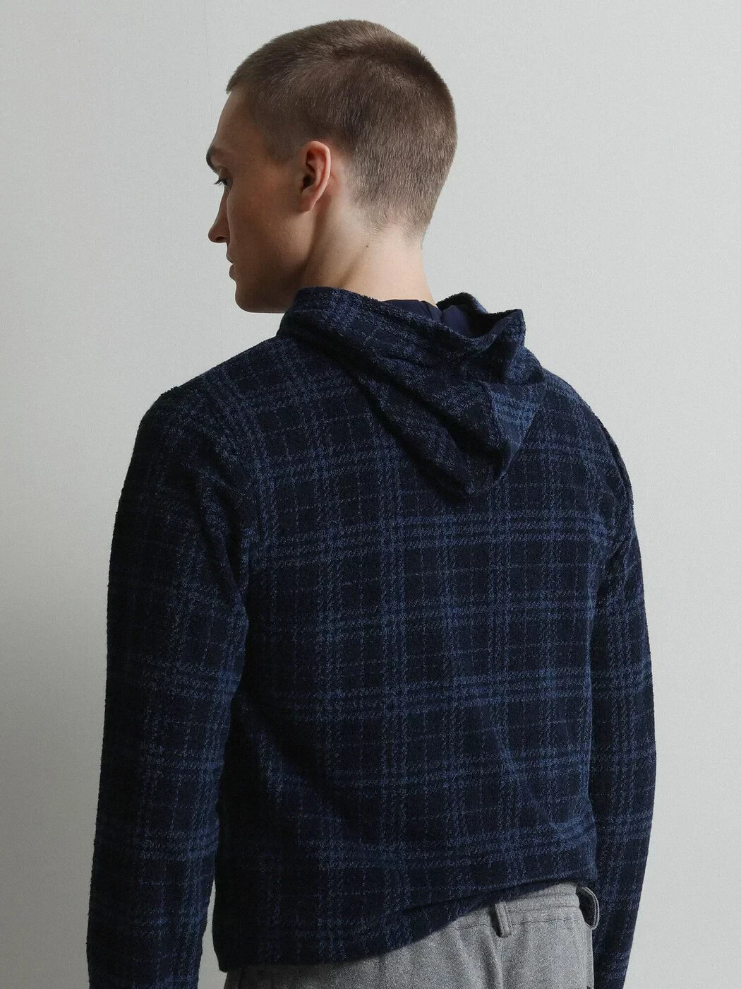 Lacivert Kapüşonlu Jakarlı Sweatshırt - 5