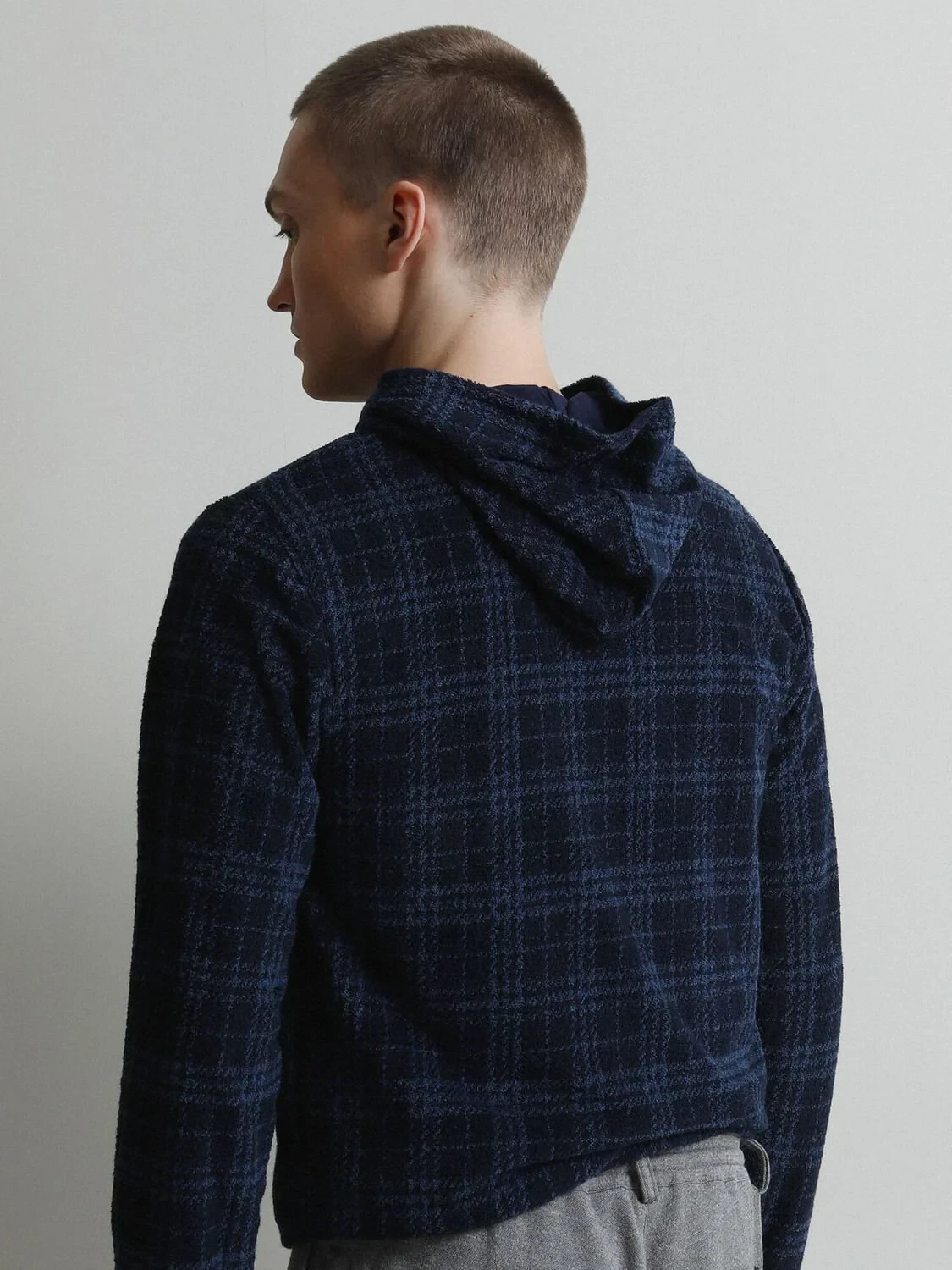 Lacivert Kapüşonlu Jakarlı Sweatshırt - 5