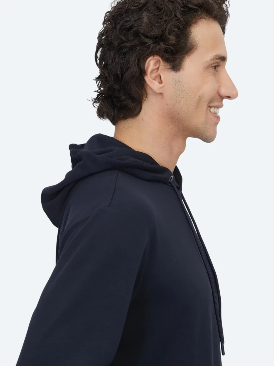 Lacivert Kapüşonlu Sweatshırt - 4