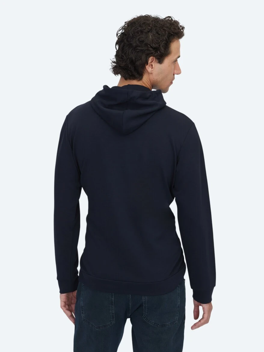 Lacivert Kapüşonlu Sweatshırt - 5