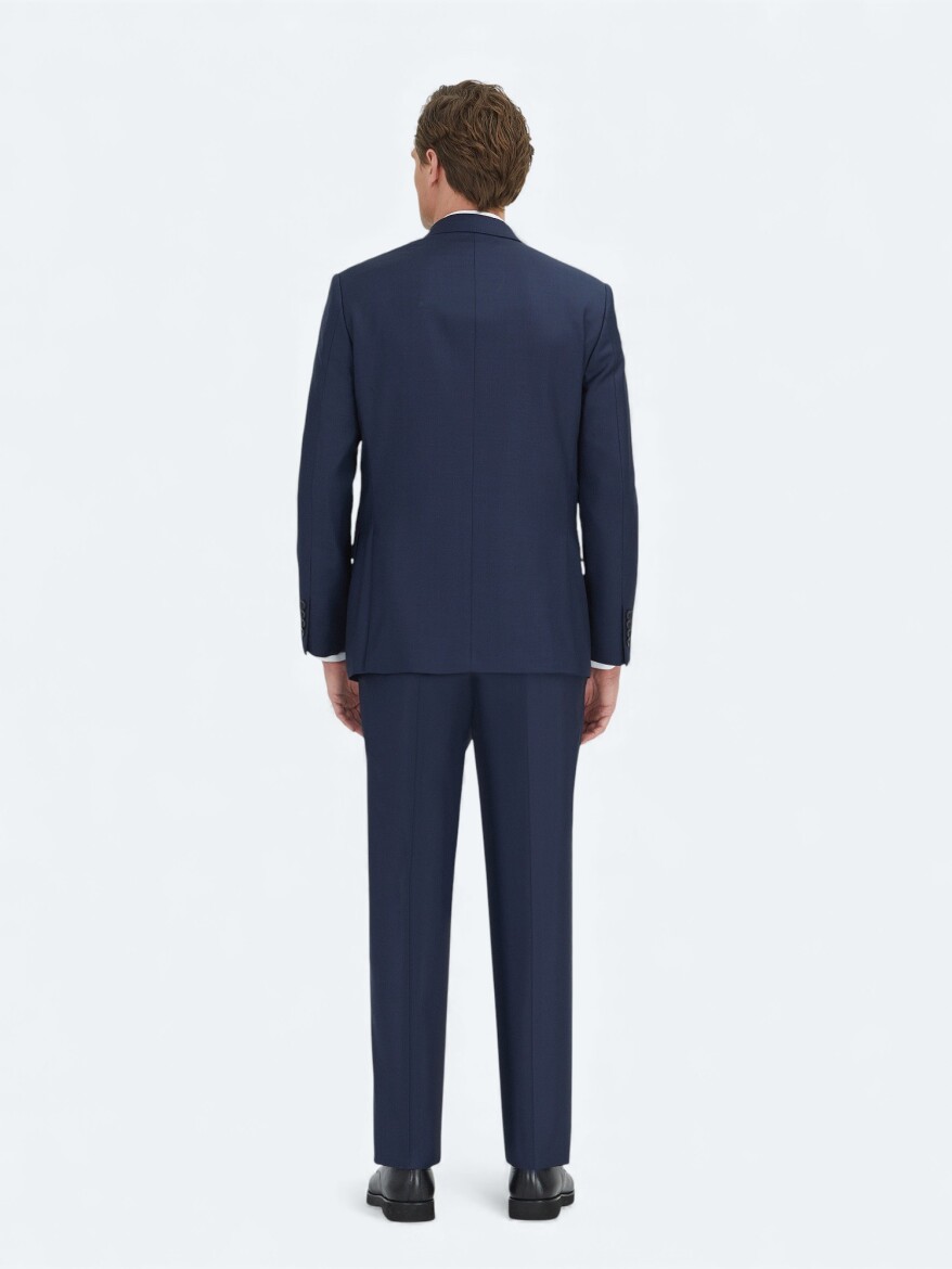 Lacivert Mikro Modern Fit %100 Yün Takım Elbise - 4