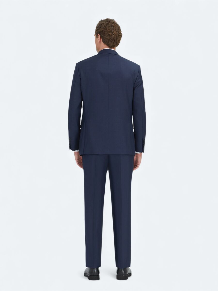Lacivert Mikro Modern Fit %100 Yün Takım Elbise - 4