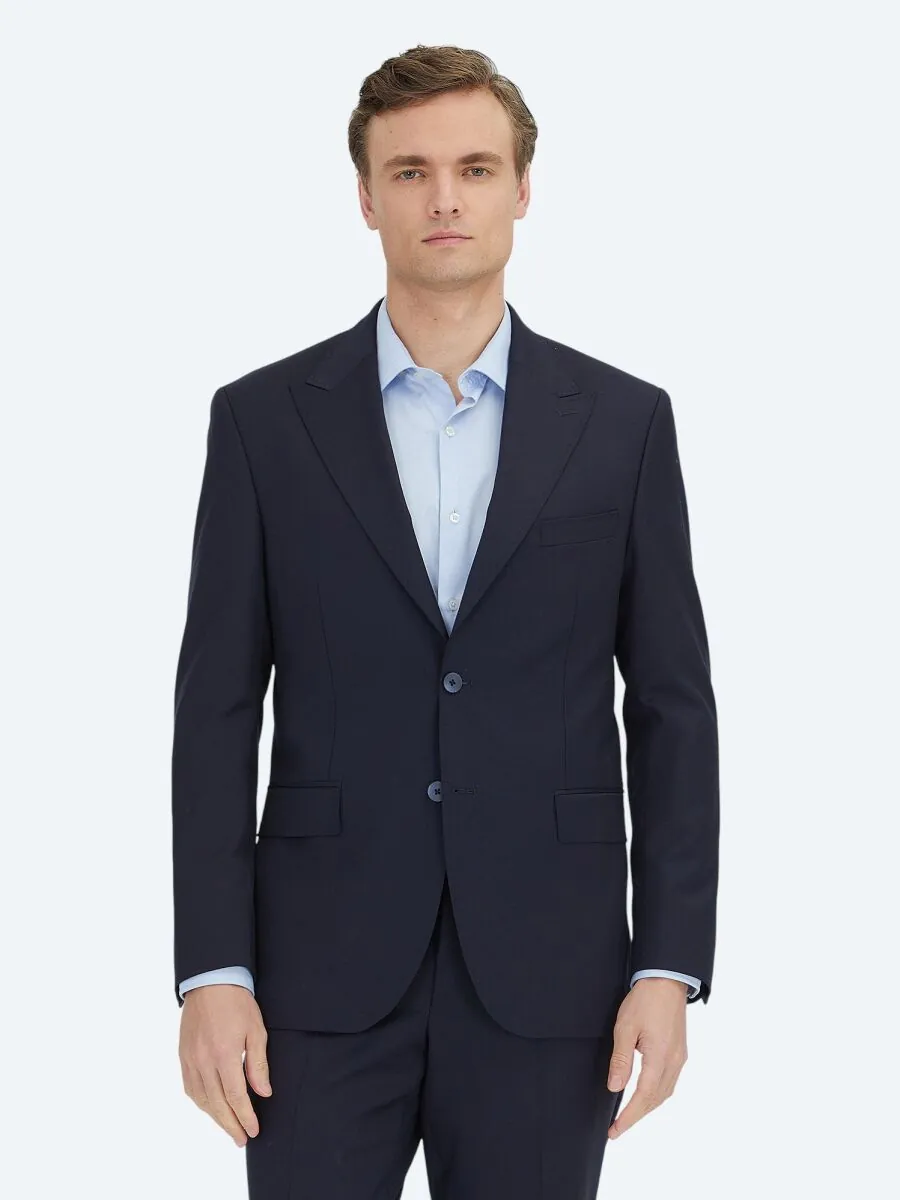 Lacivert Mikro Modern Fit %100 Yün Takım Elbise - 2