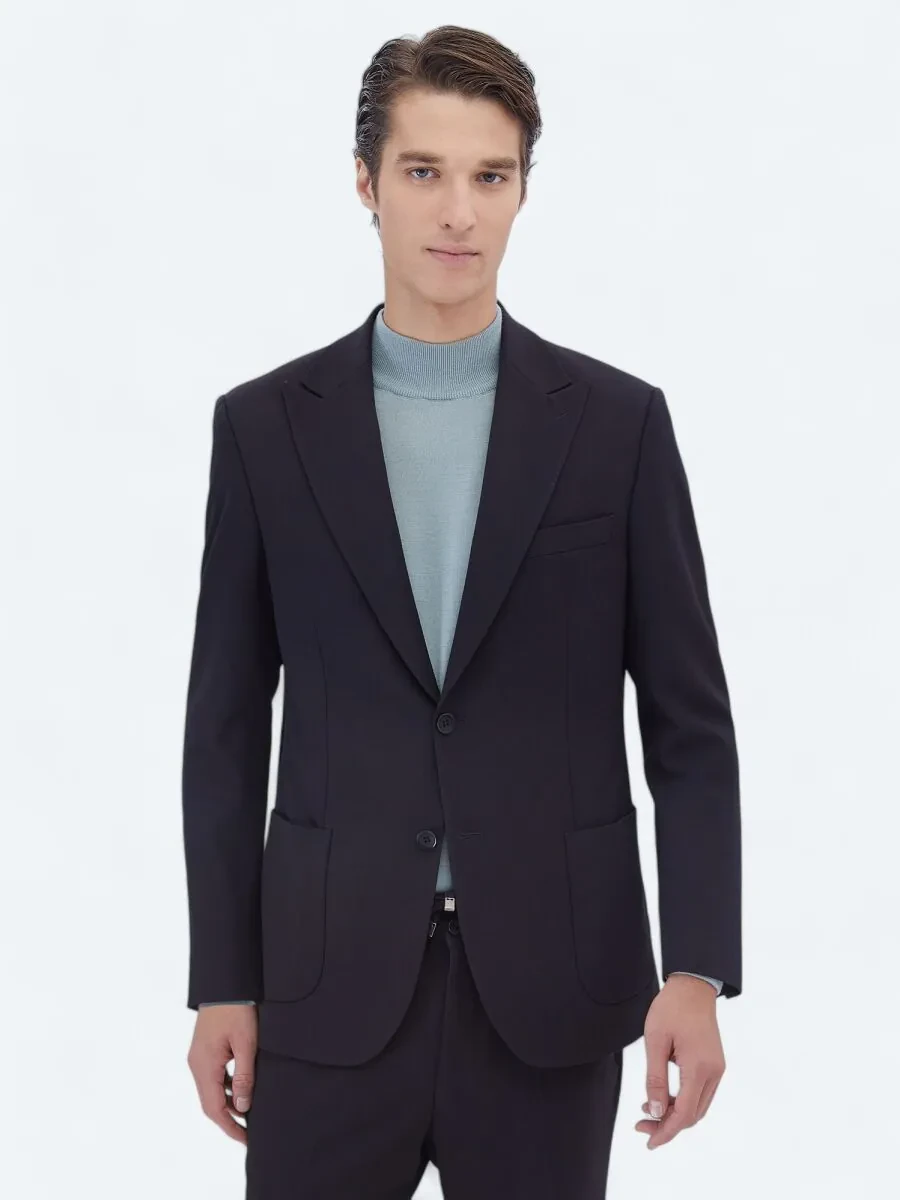 Lacivert Mikro Modern Fit Takım Elbise - 3
