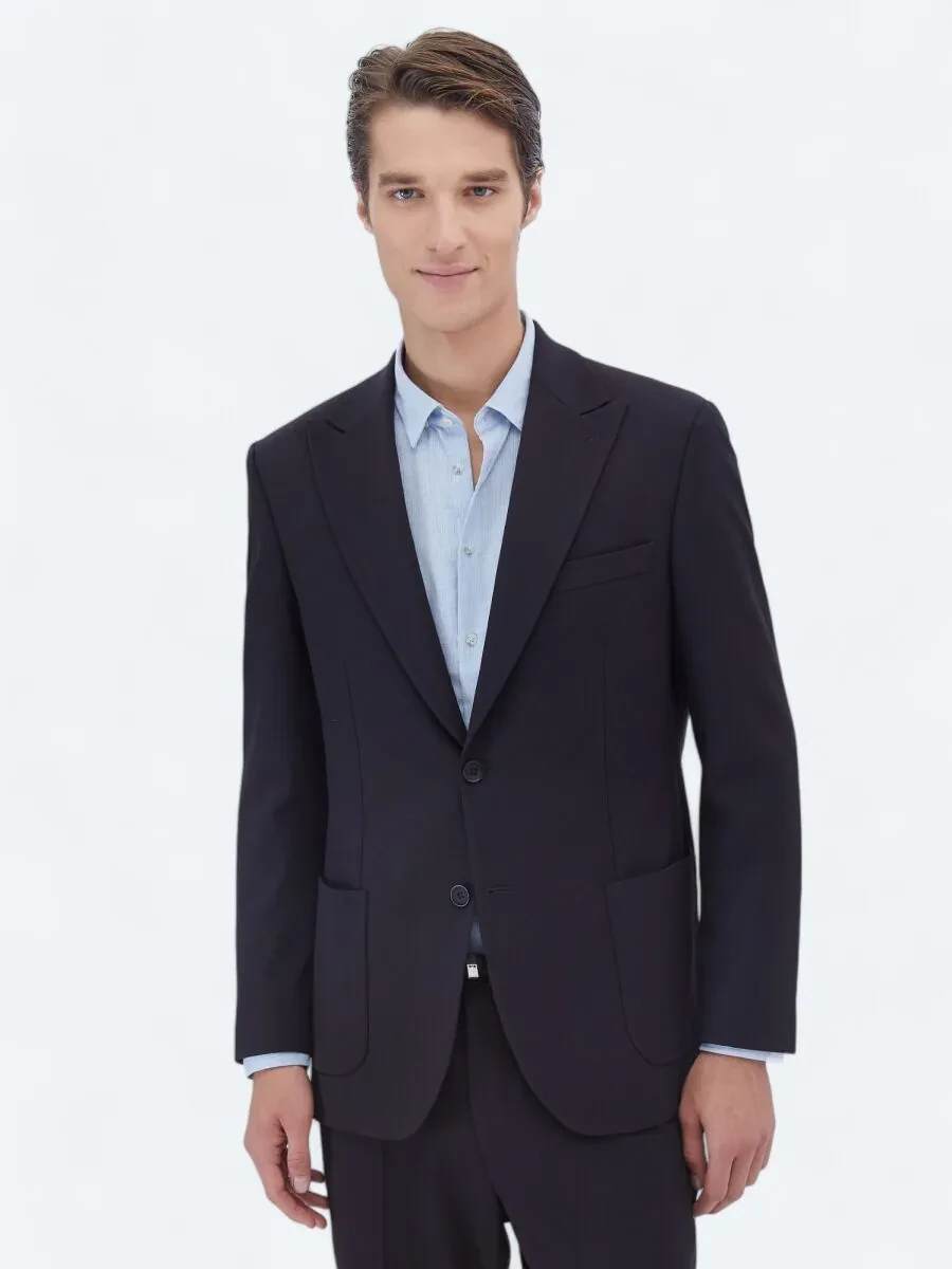 Lacivert Mikro Modern Fit Takım Elbise - 4