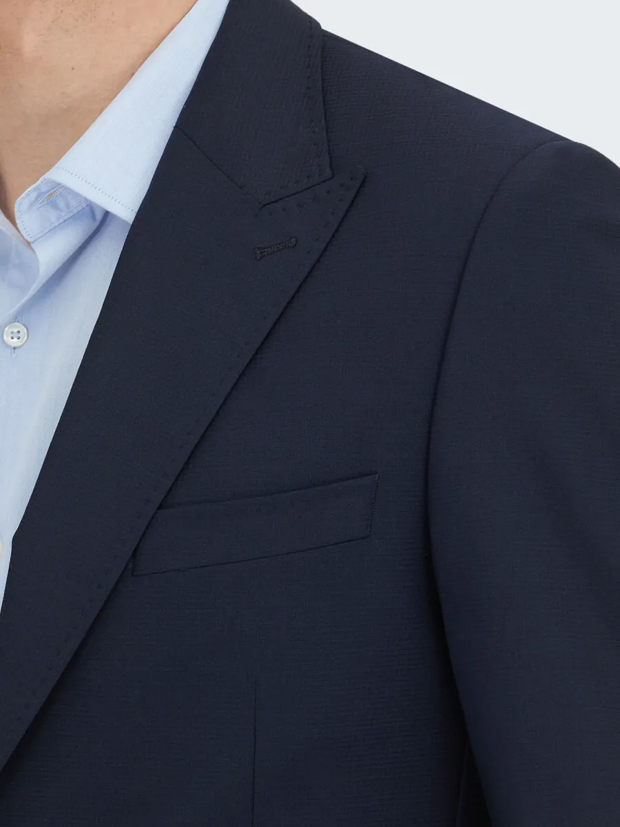 Lacivert Mikro Modern Fit Yün Karışımlı Takım Elbise - 3