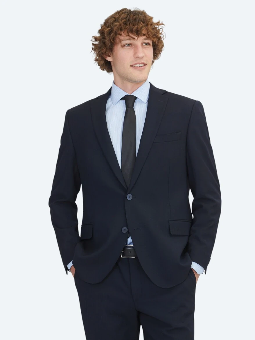 Lacivert Mikro Regular Fit Takım Elbise - 1