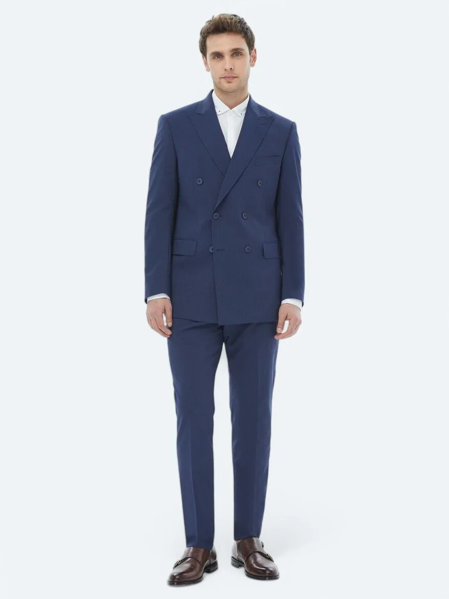 Lacivert Mikro Slim Fit Takım Elbise - 5