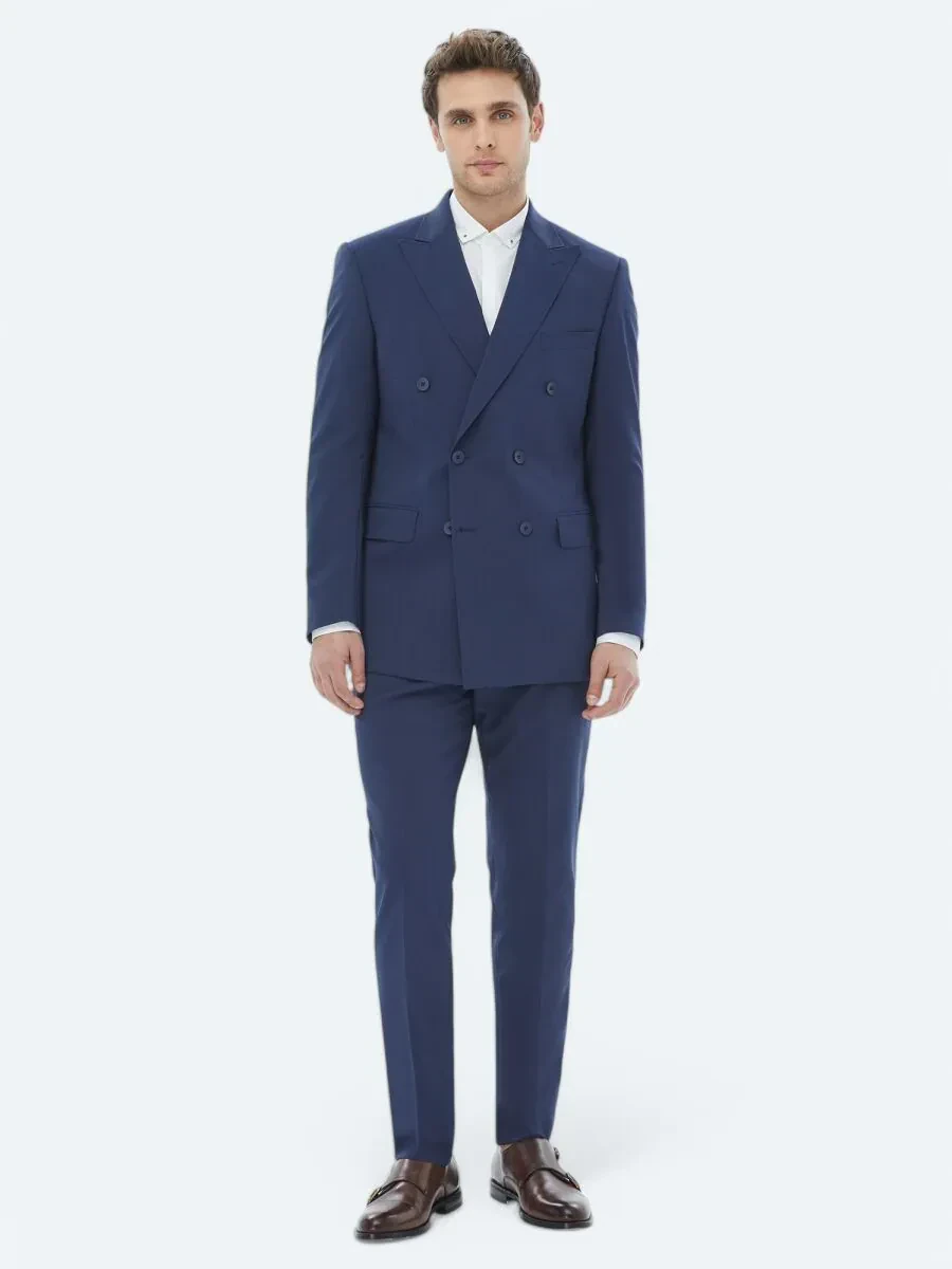 Lacivert Mikro Slim Fit Takım Elbise - 5