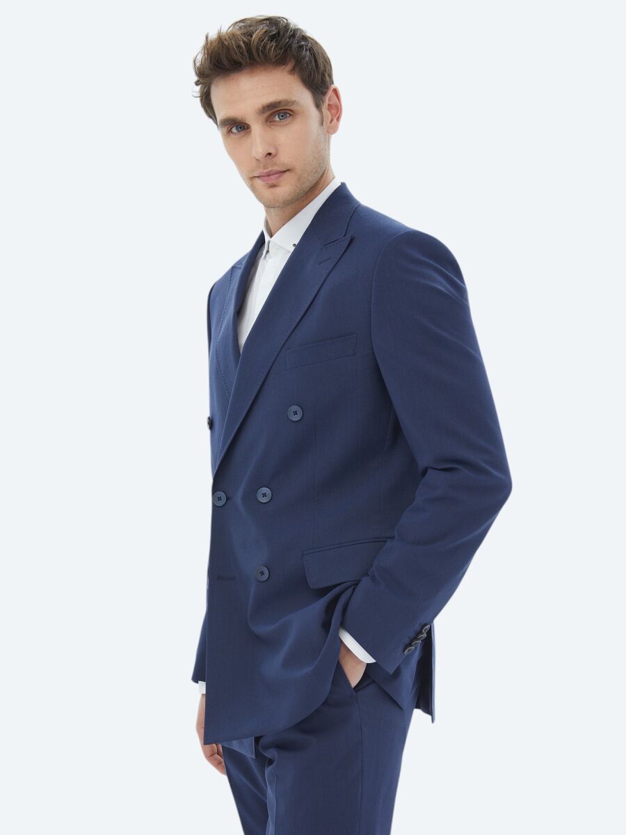 Lacivert Mikro Slim Fit Takım Elbise - 4