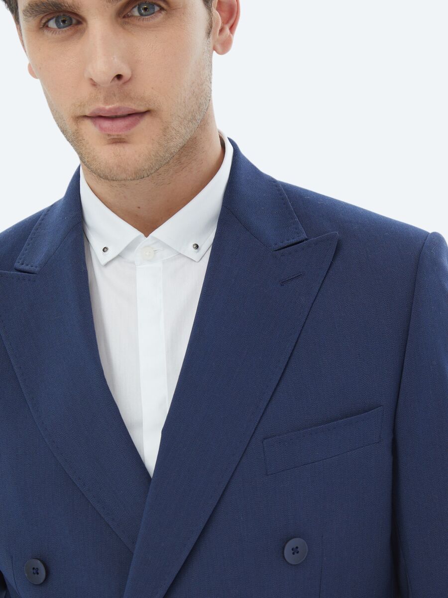 Lacivert Mikro Slim Fit Takım Elbise - 6