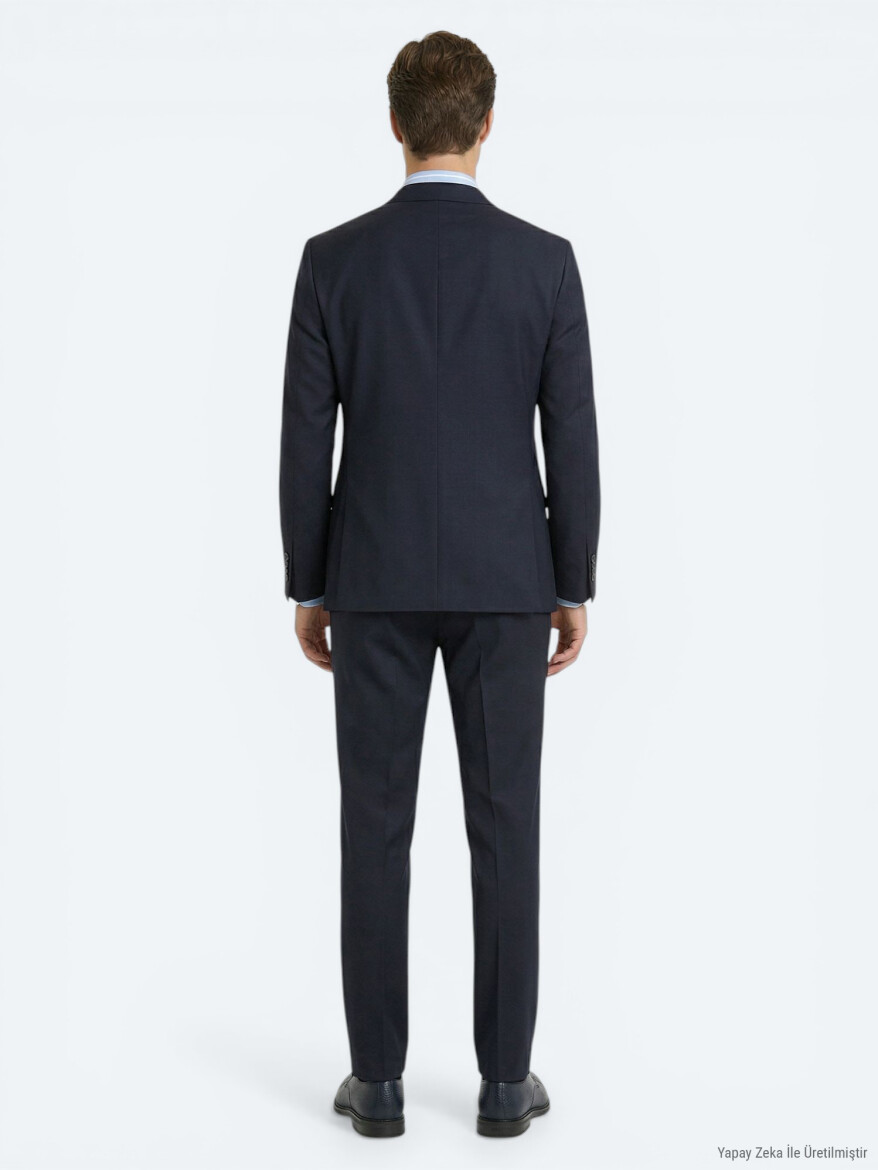 Lacivert Modern Fit %100 Yün Takım Elbise - 5