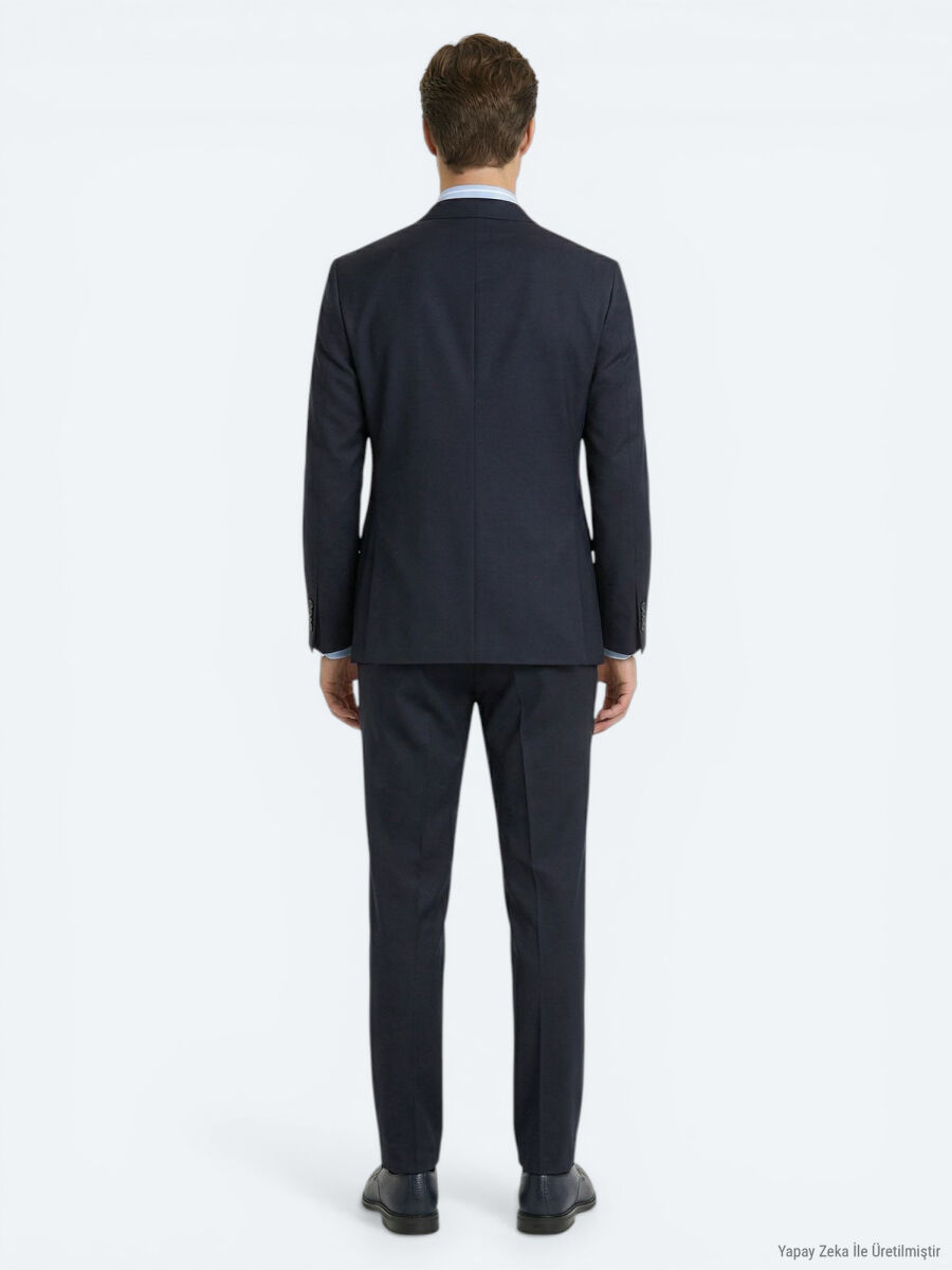 Lacivert Modern Fit %100 Yün Takım Elbise - 5