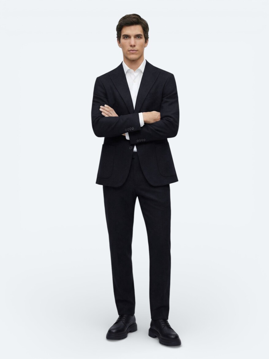 Lacivert Modern Fit Pamuk Karışımlı Ceket - 3