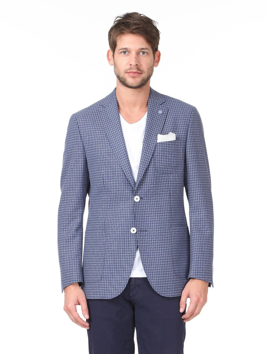 Lacivert Modern Fit Yün Karışımlı Ceket - 1