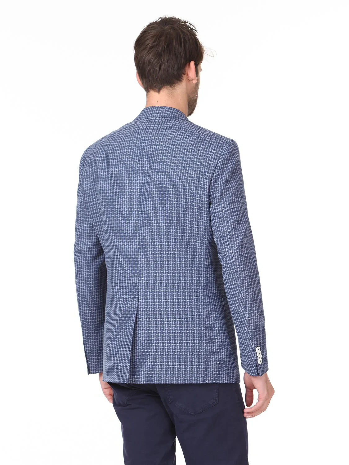 Lacivert Modern Fit Yün Karışımlı Ceket - 4