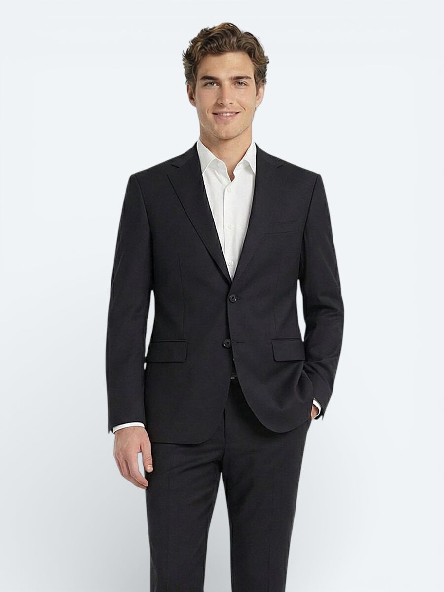 Lacivert Modern Fit Yün Karışımlı Takım Elbise - 1