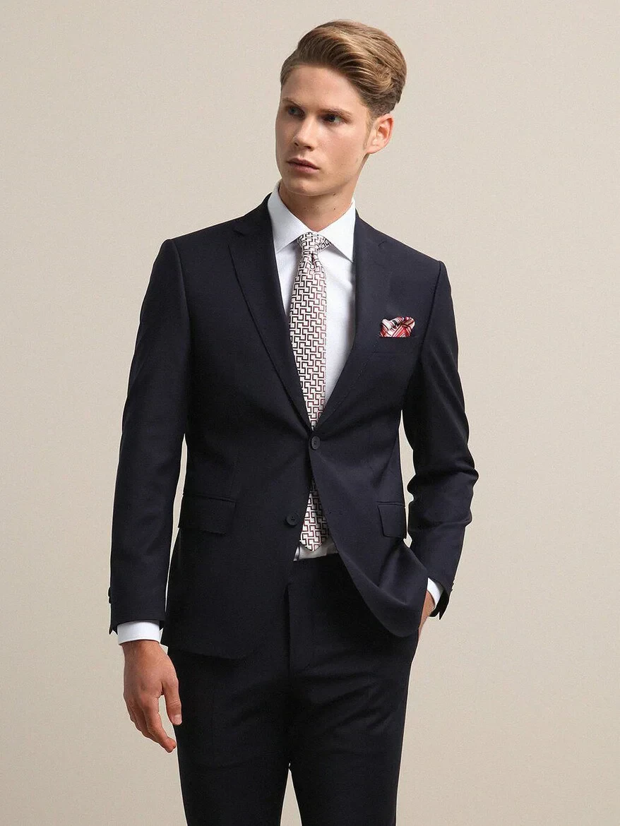 Lacivert Modern Fit Yün Karışımlı Takım Elbise - 2