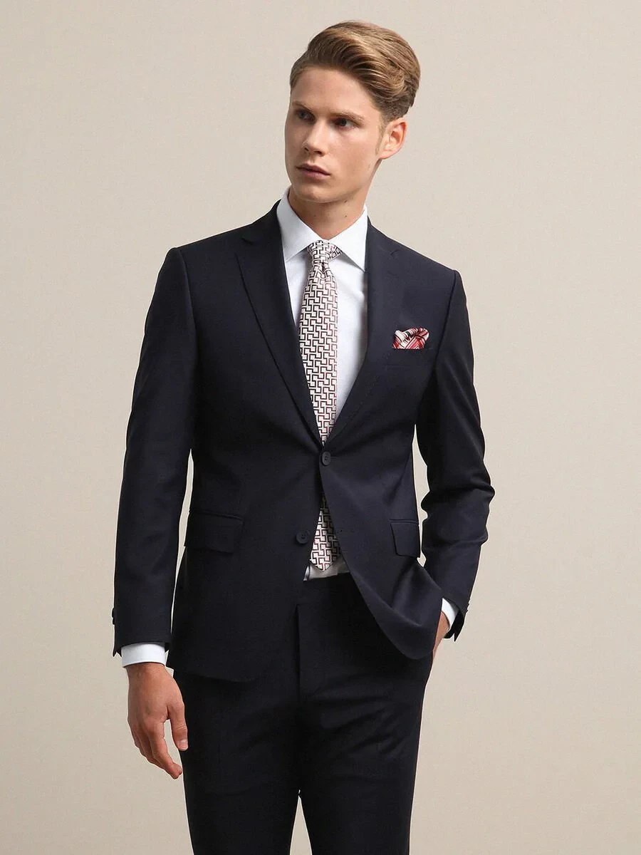 Lacivert Modern Fit Yün Karışımlı Takım Elbise - 2