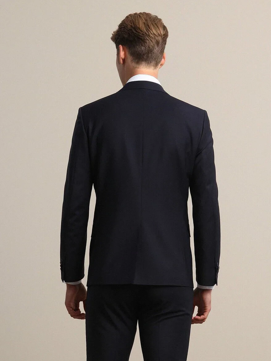 Lacivert Modern Fit Yün Karışımlı Takım Elbise - 5