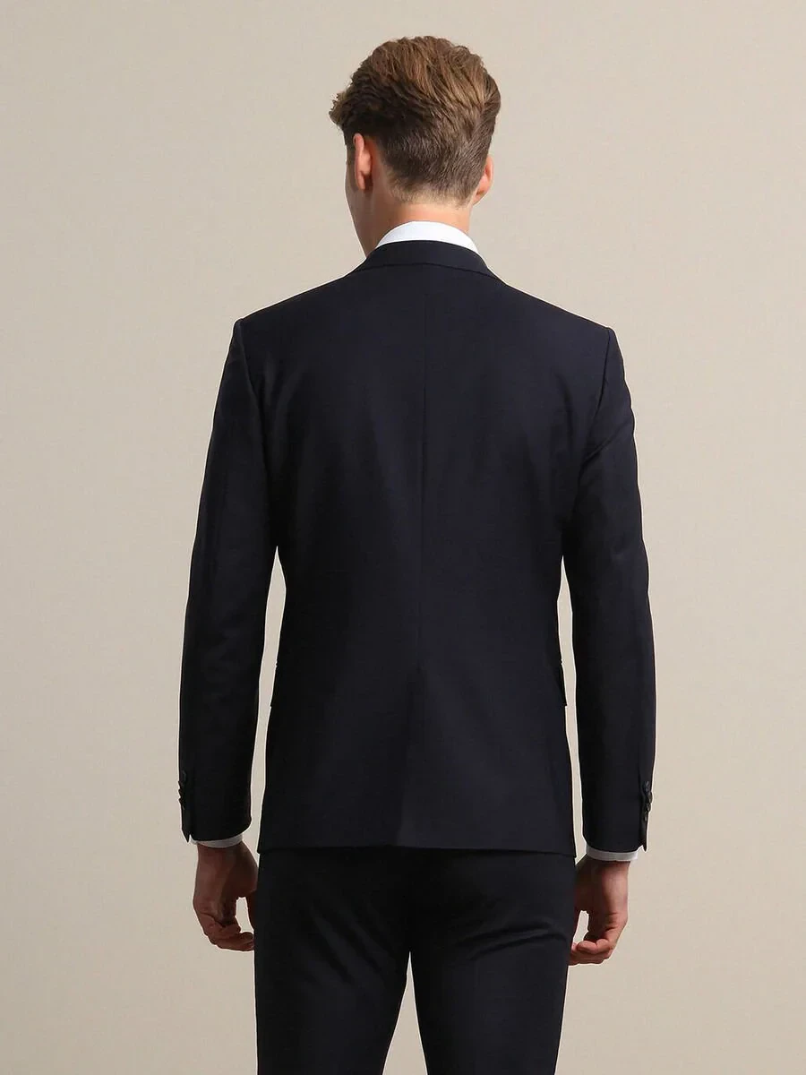 Lacivert Modern Fit Yün Karışımlı Takım Elbise - 5