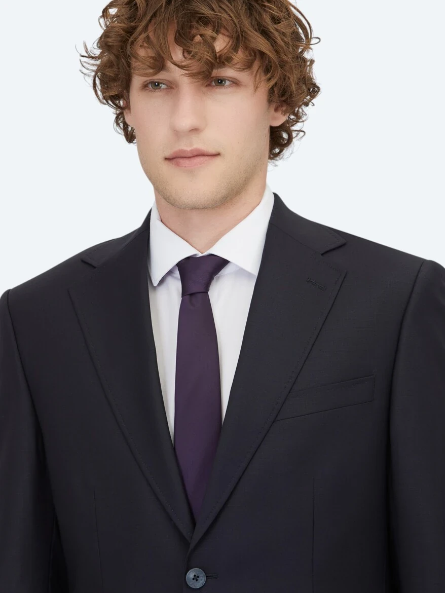 Lacivert Modern Fit Yün Karışımlı Takım Elbise - 3