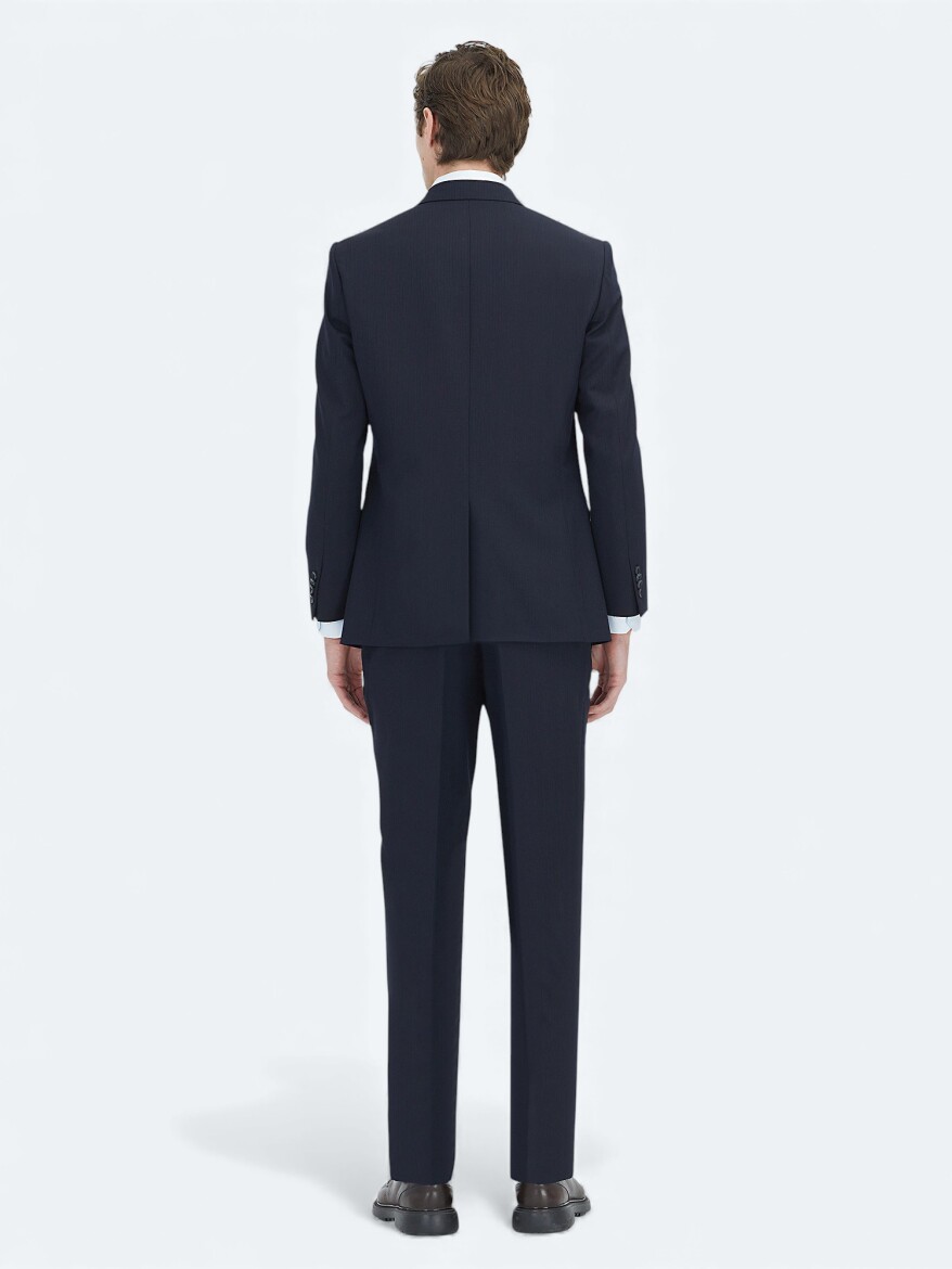 Lacivert Modern Fit Yün Karışımlı Takım Elbise - 4