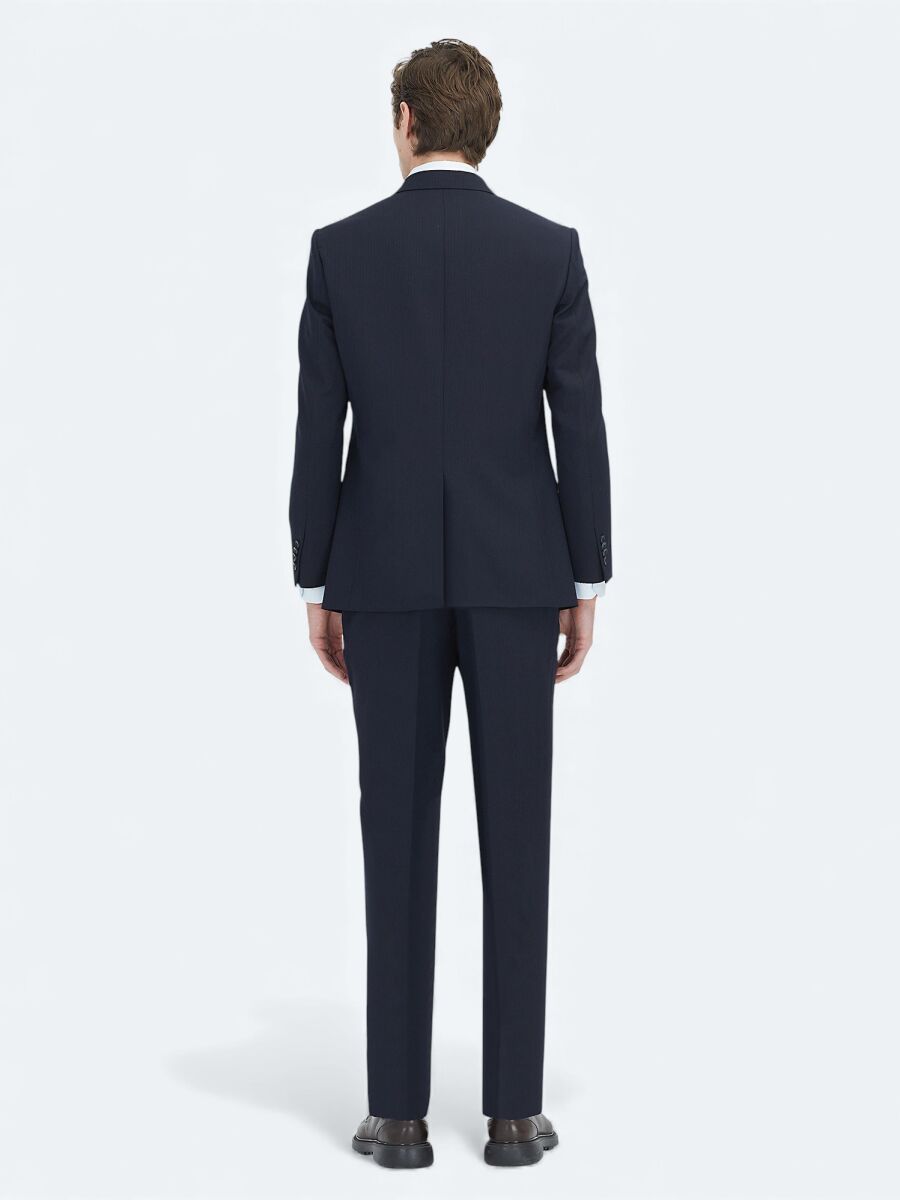 Lacivert Modern Fit Yün Karışımlı Takım Elbise - 4
