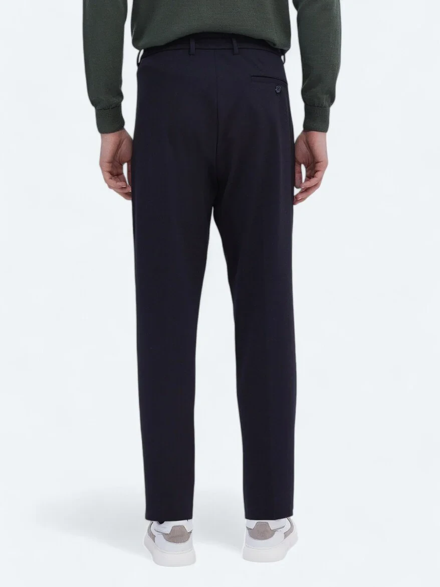 Lacivert Örme Carrot Fit Casual Pantolon 