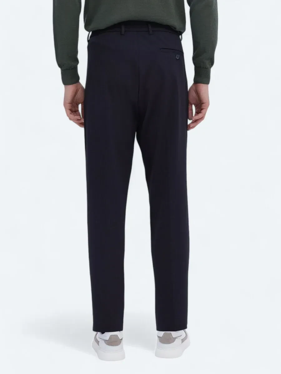 Lacivert Örme Carrot Fit Casual Pantolon - 4