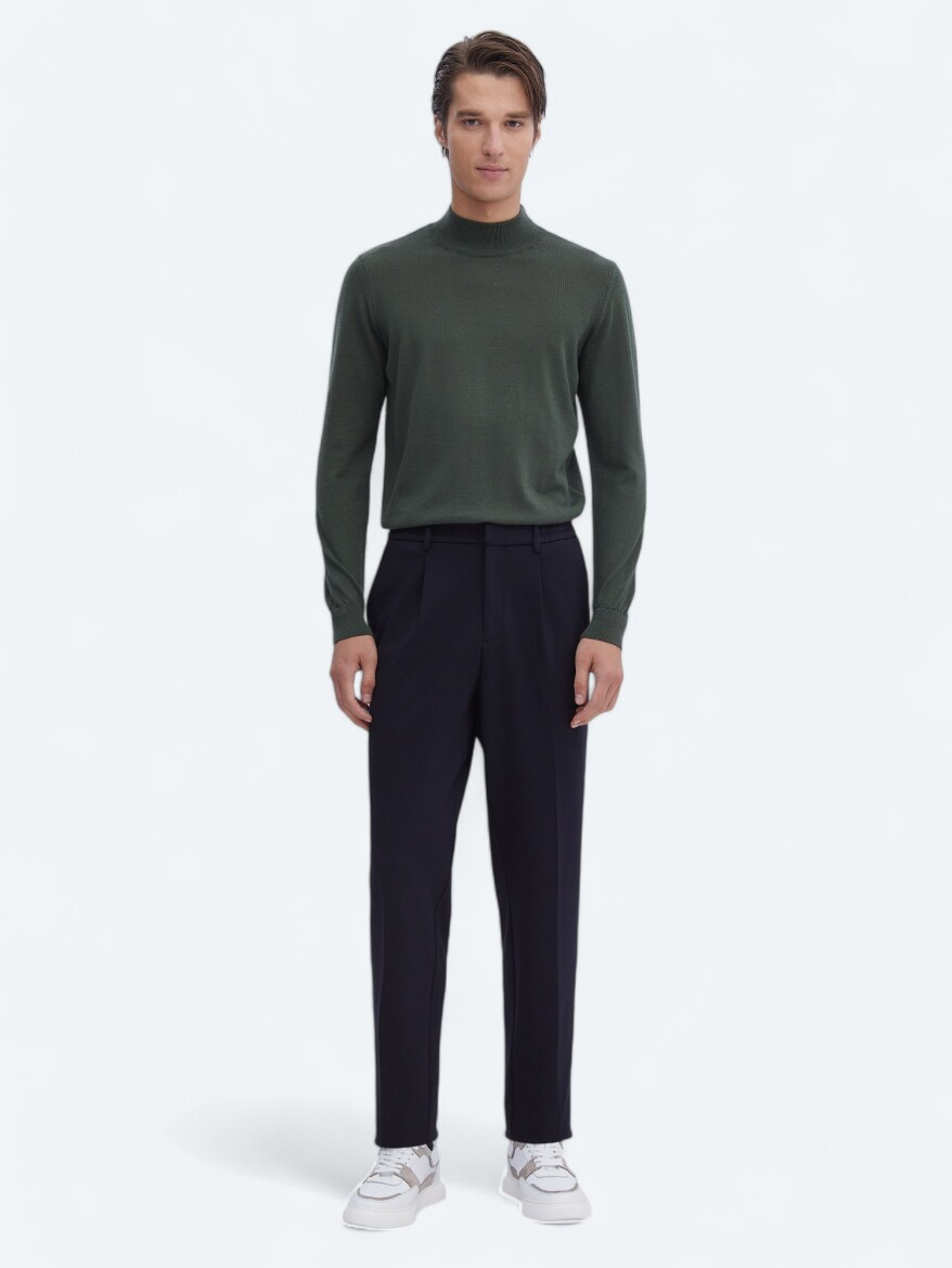 Lacivert Örme Carrot Fit Casual Pantolon 